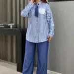 Set Top Mode - Bleu Rayé