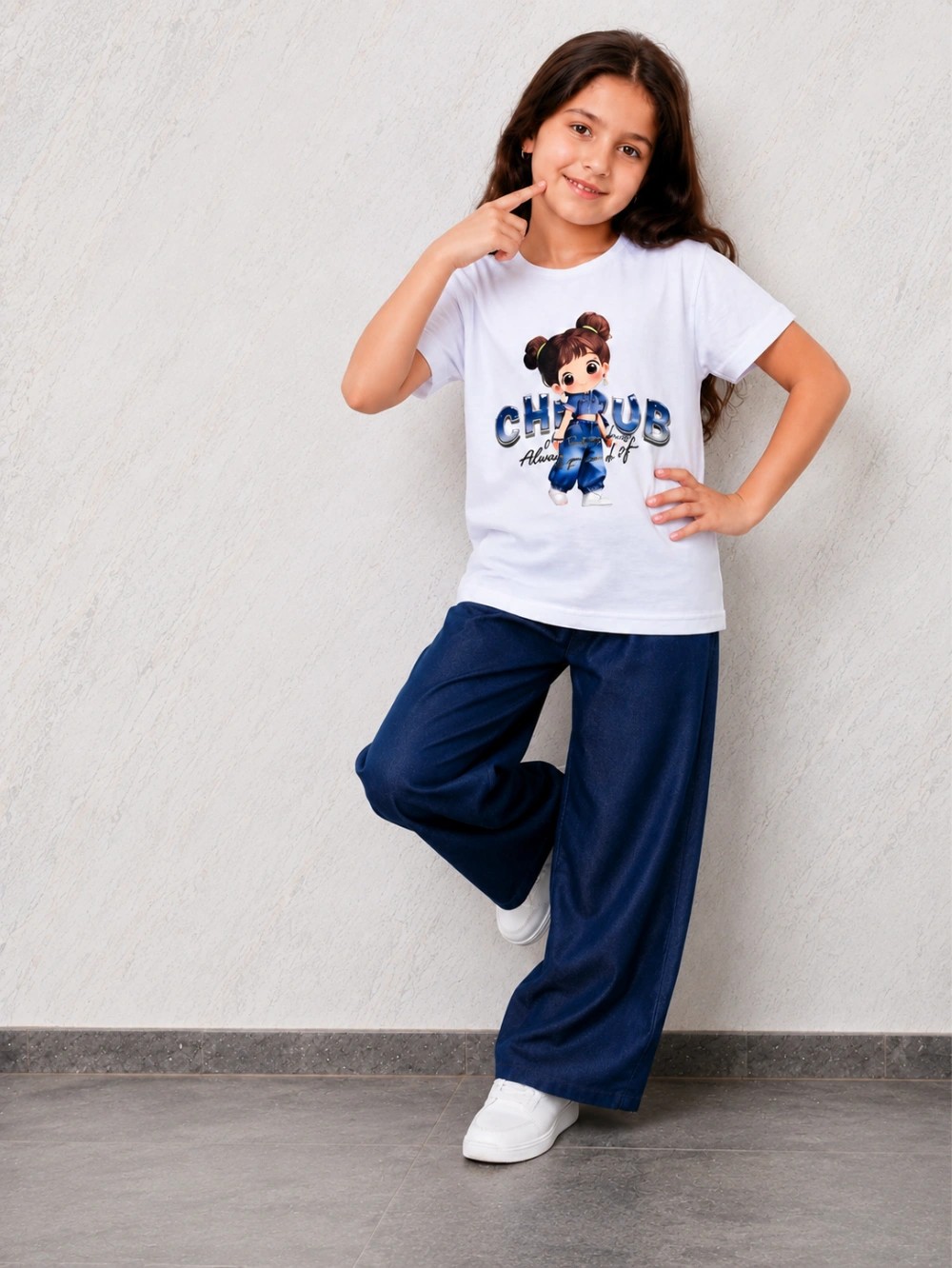 Ensemble fille t-shirt et pantalon large — Collection Enfant Al Shariqa